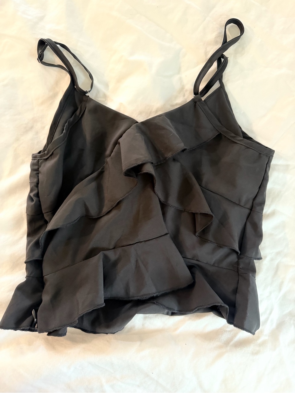 SHEIN Black Ruffled Spaghetti Strap Cami